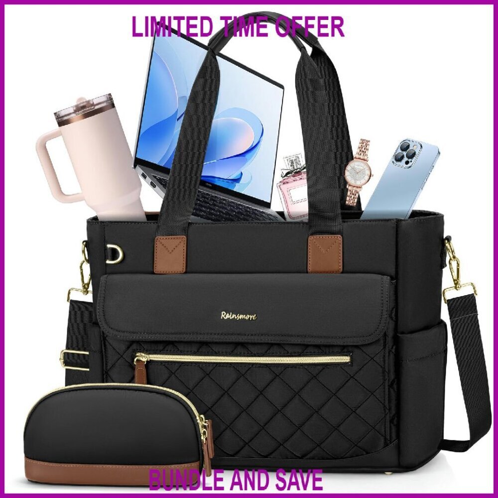 15.6 Inch Laptop Tote Bag with 16 Pockets Professional Work Bag Teacher Nurse